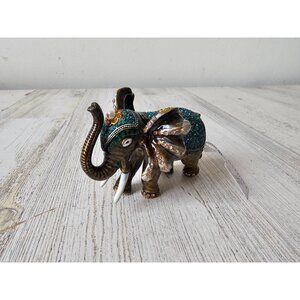 Kalifano rhinestone elephant keepsake jeweled trinket box jewelry new green yell